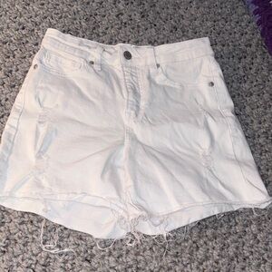 White Distressed Women Shorts Small